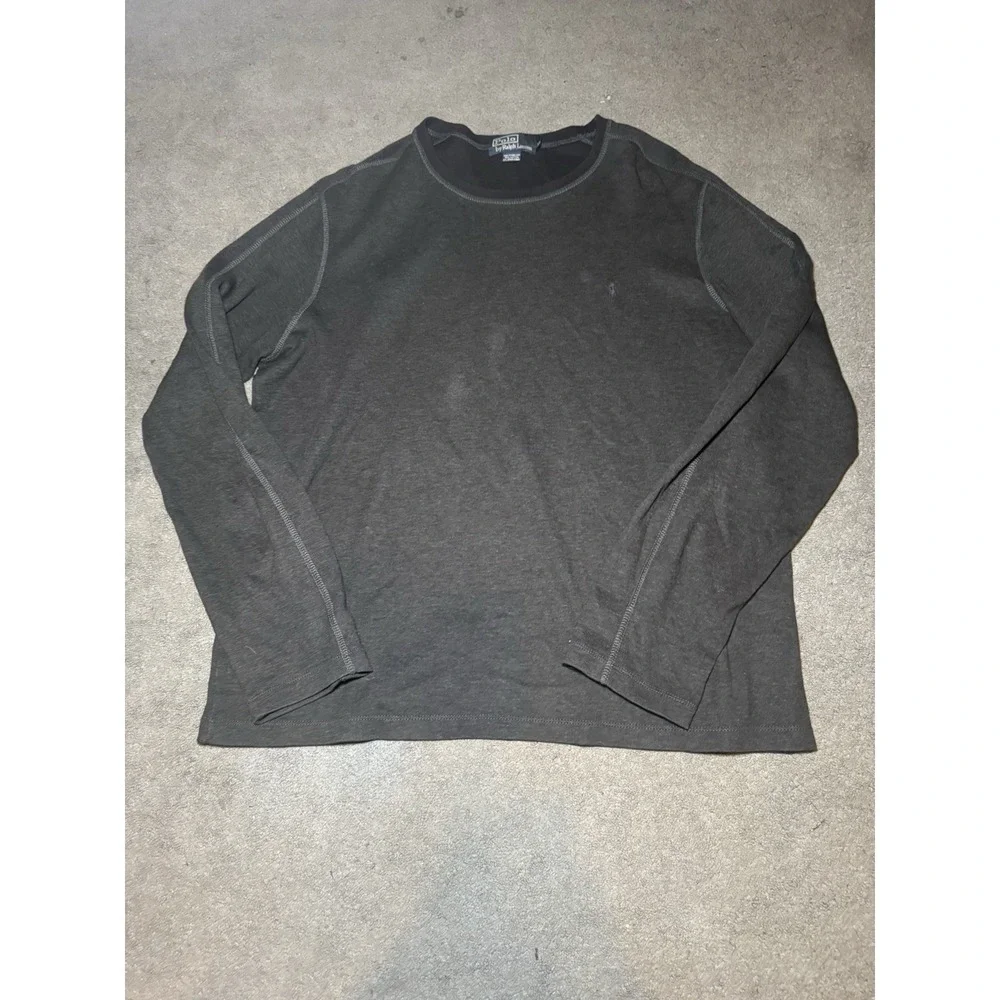 Vintage Polo Ralph Lauren Long Sleeve T Shirt Black Pony Logo XL Cotton